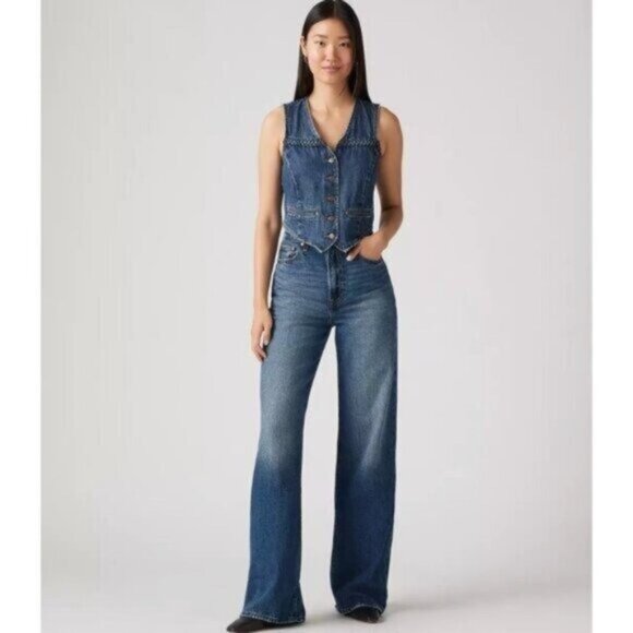 Levi's 27x32 Premium Ribcage Wide Leg Polar Permiter Dark Wash - Picture 5 of 7